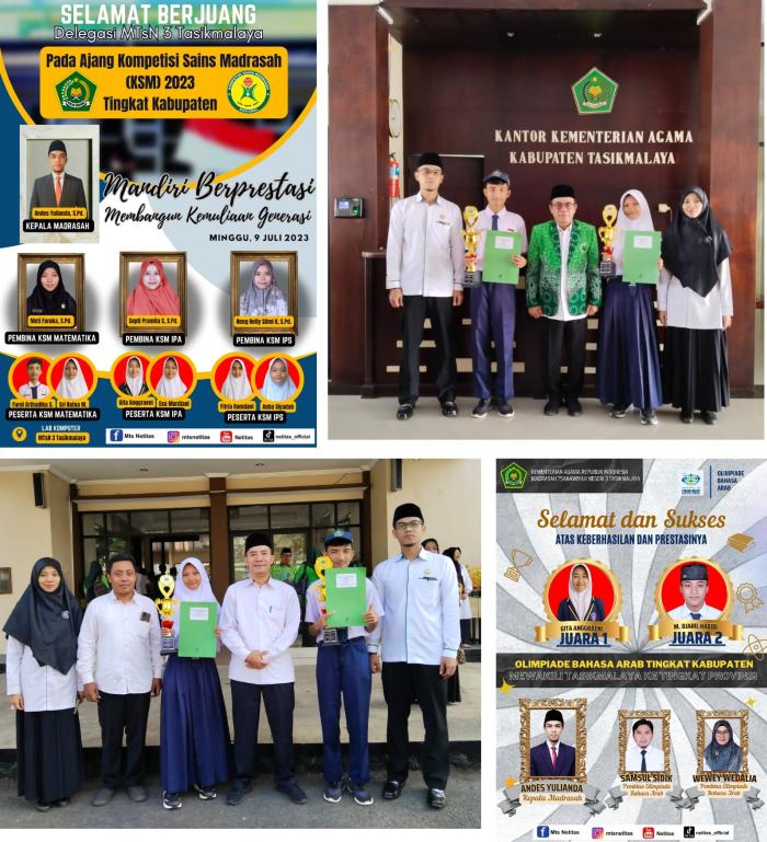 MTs Negeri 3 Tasikmalaya meraih Juara 1 dan Juara 2 pada KSM Matematika Kabupaten Tasikmalaya